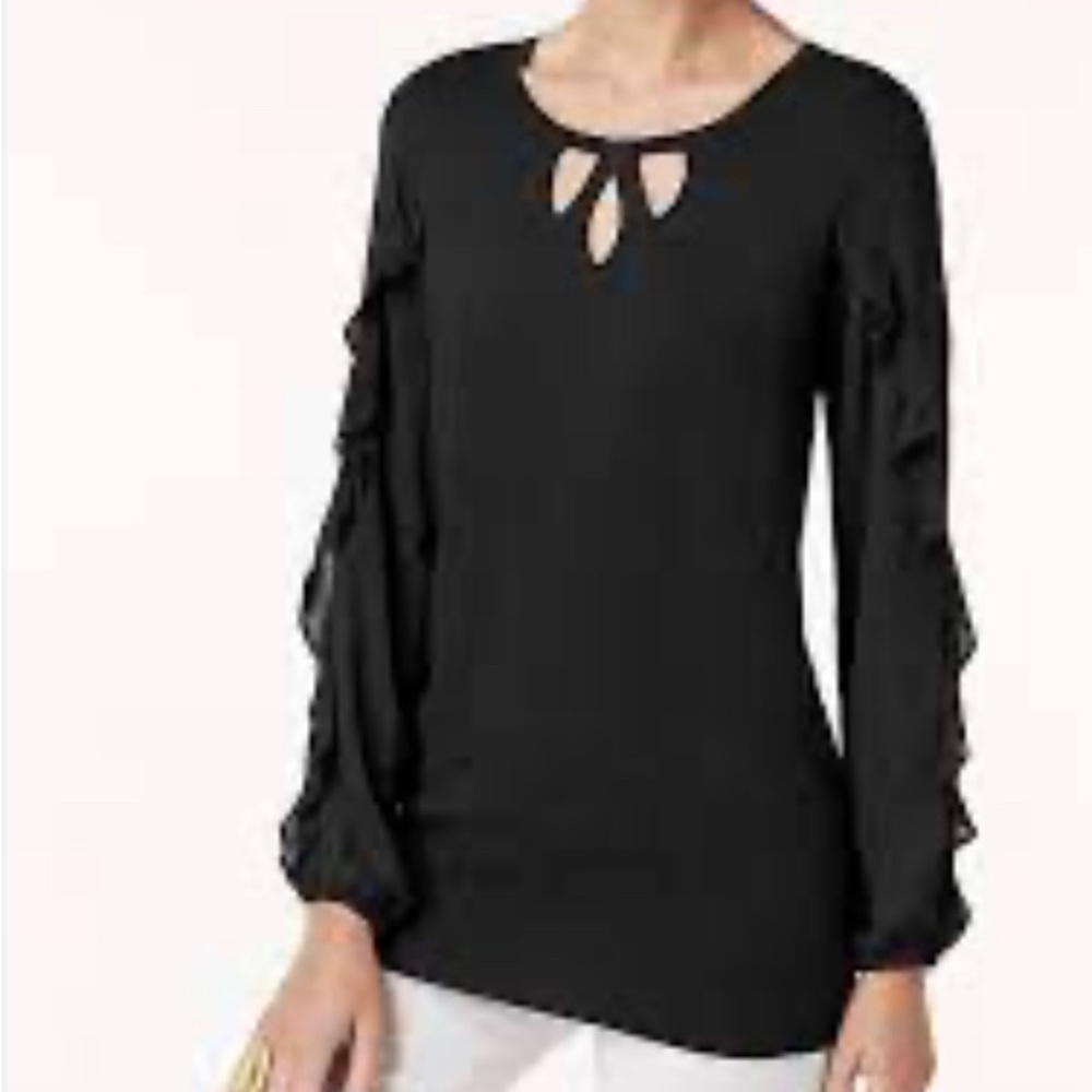 Alfani Keyhole Ruffle Sleeve Sweater NWT